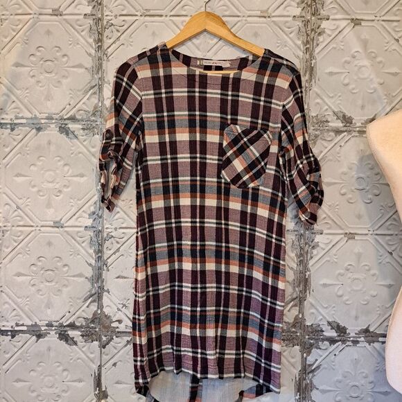 Chelsea & Violet Purple Tartan Design Preppy Plaid Mini Dress Size S - Picture 12 of 12